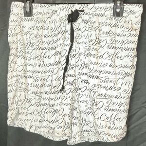 White Script Print Lounge Shorts